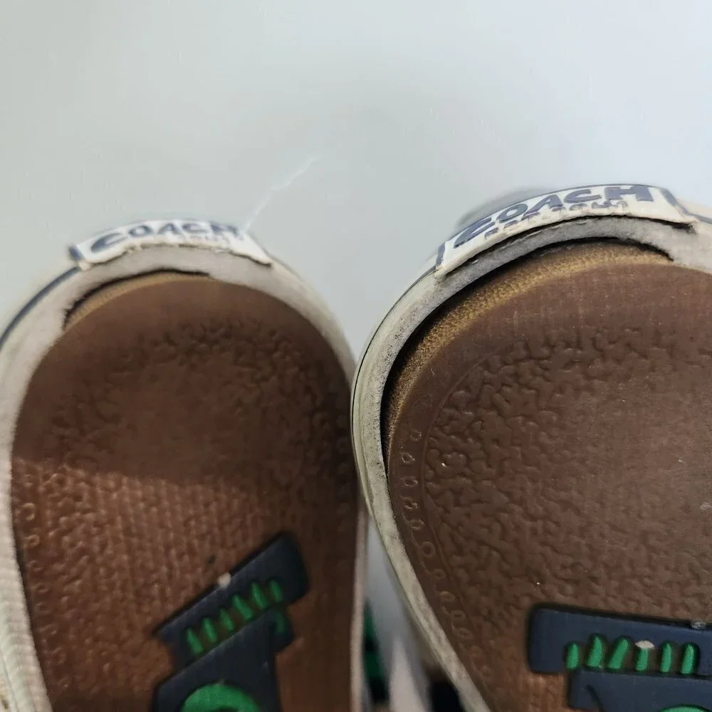 Coach Folly Signature Fashion Sneakers Tan Navy Green Size 6.5B